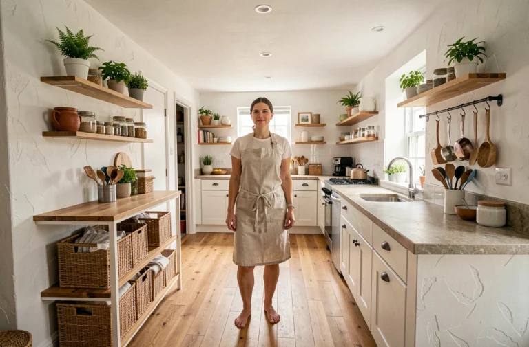 Vue d'ensemble d'un intérieur domestique organisé et accueillant illustrant les astuces pour améliorer la maison au quotidien