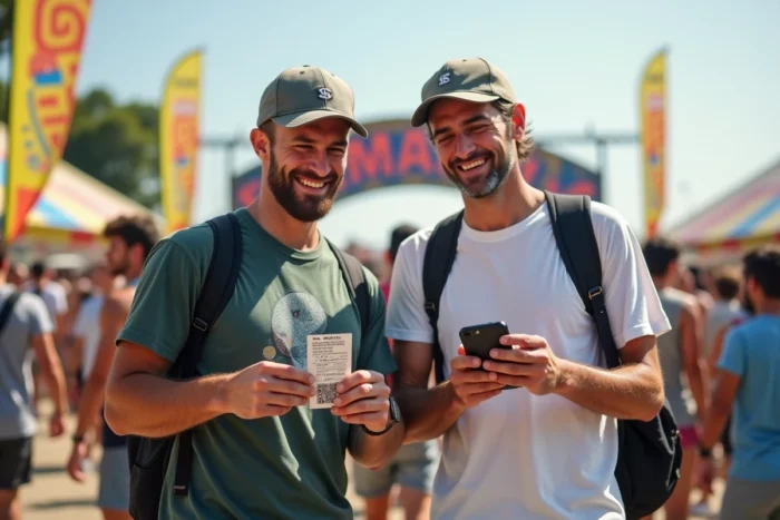 Festivaliers validant leurs billets à l'entrée des Vieilles Charrues pour éviter les fraudes