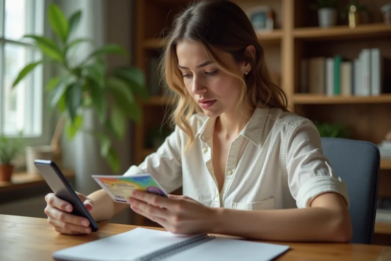 Femme vérifiant son billet pour les Vieilles Charrues sur smartphone pour éviter les arnaques